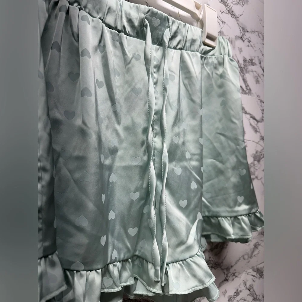 Mint Green Ruffle Shorts - Picture 3 of 6